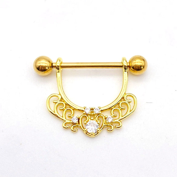 Wholesale Nipple Ring Stainless Steel Moon And Flower Shaped Electroplated For Women