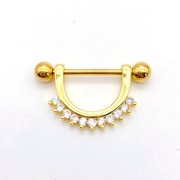 Wholesale Nipple Ring Stainless Steel Moon And Flower Shaped Electroplated For Women