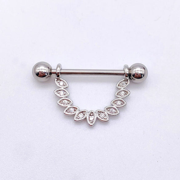 Wholesale Nipple Ring Stainless Steel Moon And Flower Shaped Electroplated For Women