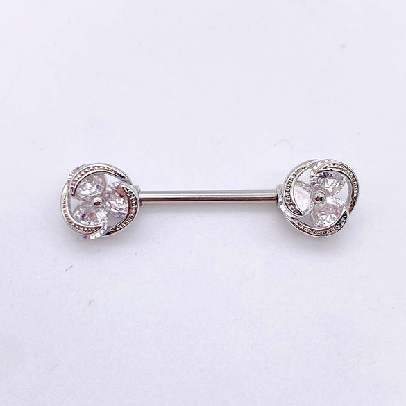 Wholesale Nipple Ring Stainless Steel Moon And Flower Shaped Electroplated For Women