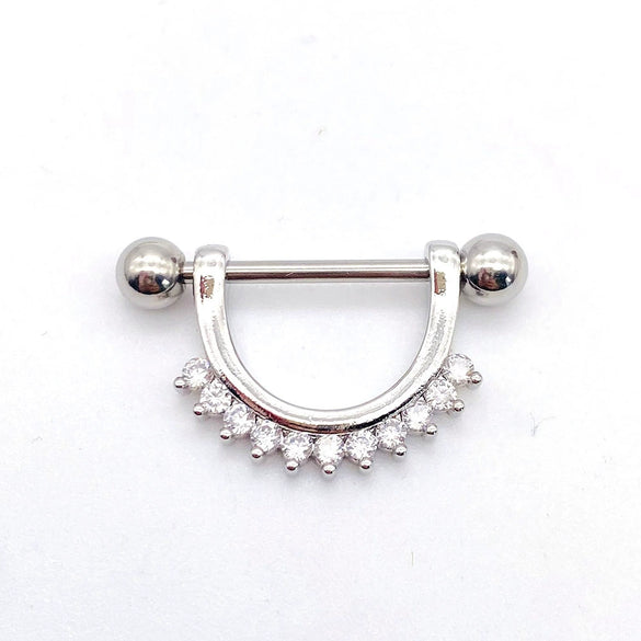 Wholesale Nipple Ring Stainless Steel Moon And Flower Shaped Electroplated For Women