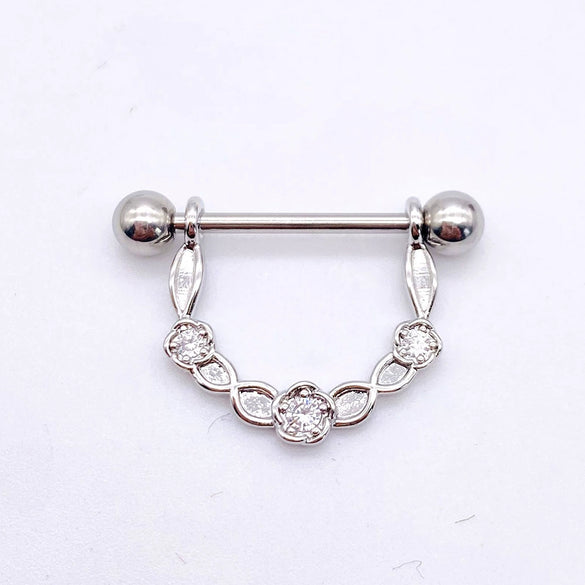 Wholesale Nipple Ring Stainless Steel Moon And Flower Shaped Electroplated For Women