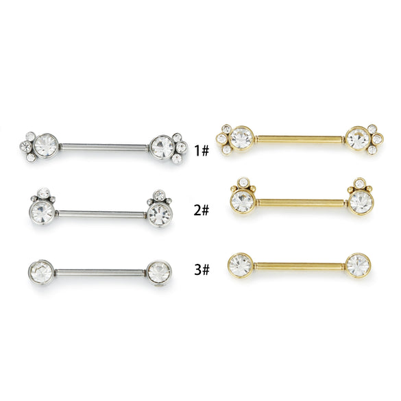 Wholesale Nipple Ring Stainless Steel Round Zircon Geometric Diamond Women's Chest Piercing Jewelry