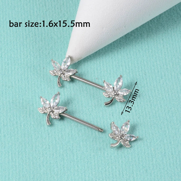 Wholesale Nipple Ring Stainless Steel Zircon Heartshaped Clover Rabbit Animal Snakeshaped Polished
