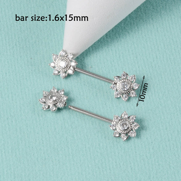 Wholesale Nipple Ring Stainless Steel Zircon Heartshaped Clover Rabbit Animal Snakeshaped Polished
