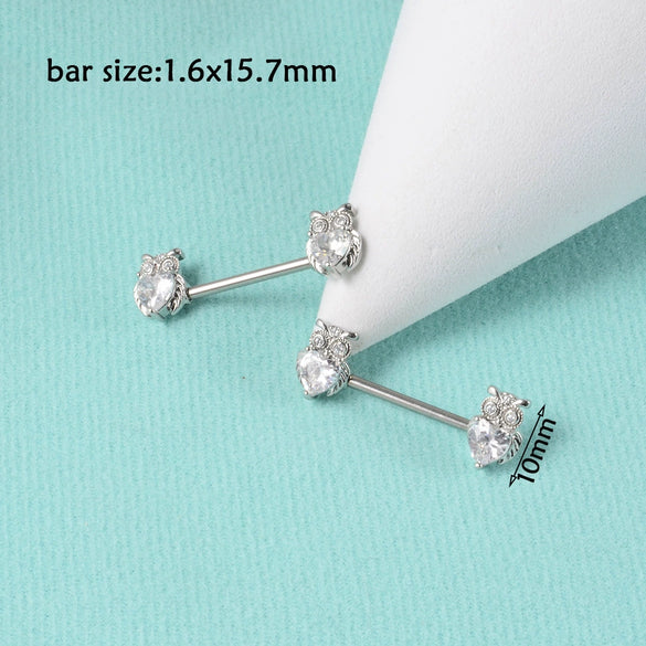 Wholesale Nipple Ring Stainless Steel Zircon Heartshaped Clover Rabbit Animal Snakeshaped Polished