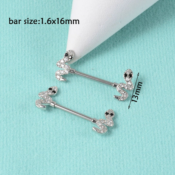 Wholesale Nipple Ring Stainless Steel Zircon Heartshaped Clover Rabbit Animal Snakeshaped Polished