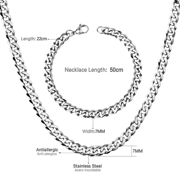 Wholesale Non Fading Hip Hop Style 316L Stainless Steel Necklaces And Bracelets Sets For Women And Men With Whip Chain And Electroplating
