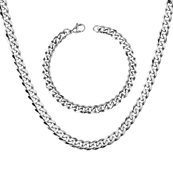 Wholesale Non Fading Hip Hop Style 316L Stainless Steel Necklaces And Bracelets Sets For Women And Men With Whip Chain And Electroplating