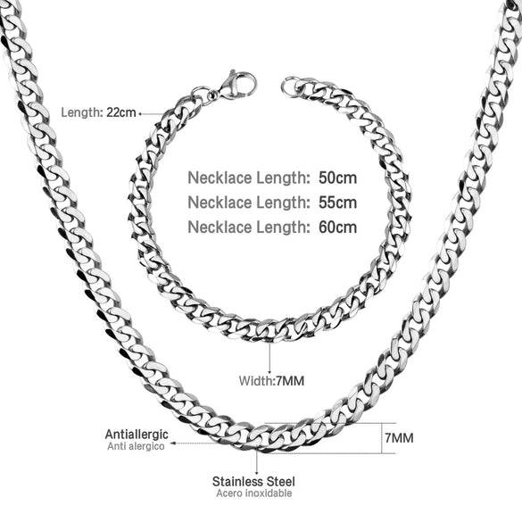 Wholesale Non Fading Hip Hop Style 316L Stainless Steel Necklaces And Bracelets Sets For Women And Men With Whip Chain And Electroplating