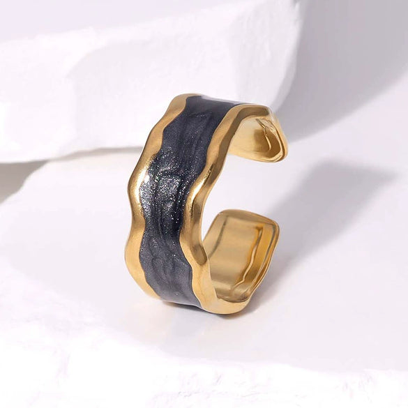 Wholesale Non Fading Titanium Steel And Stainless Steel Open Ring With Geometric Pattern And Electroplating Treatment