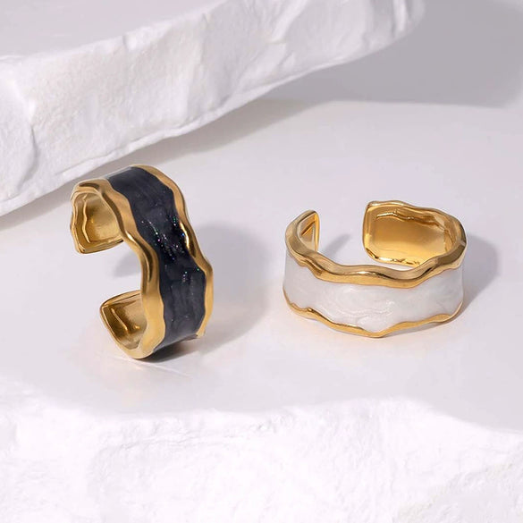 Wholesale Non Fading Titanium Steel And Stainless Steel Open Ring With Geometric Pattern And Electroplating Treatment