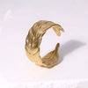 Wholesale Non Fading Titanium Steel Open Ring With Feather Tail Design 18K Gold Plated For Women