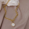 Wholesale Non Fading Titanium Steel Women's Hip Hop Thick Chain Disc T Buckle Clavicle Sweater Necklace