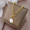 Wholesale Non Fading Titanium Steel Women's Hip Hop Thick Chain Disc T Buckle Clavicle Sweater Necklace