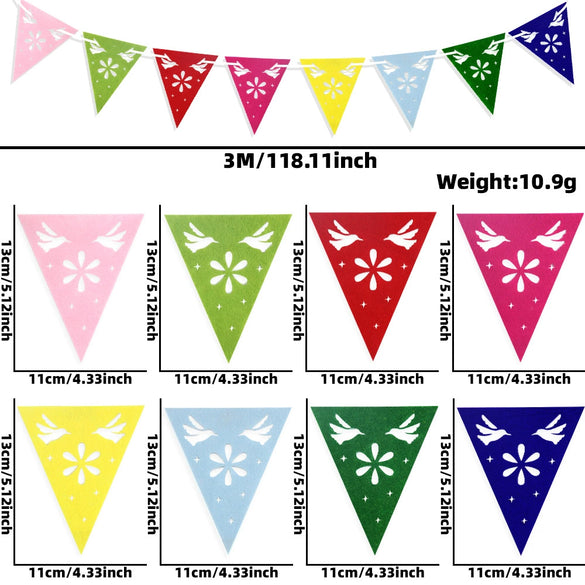 Wholesale Non Woven Hollow Triangle Party Decoration Flag Colorful