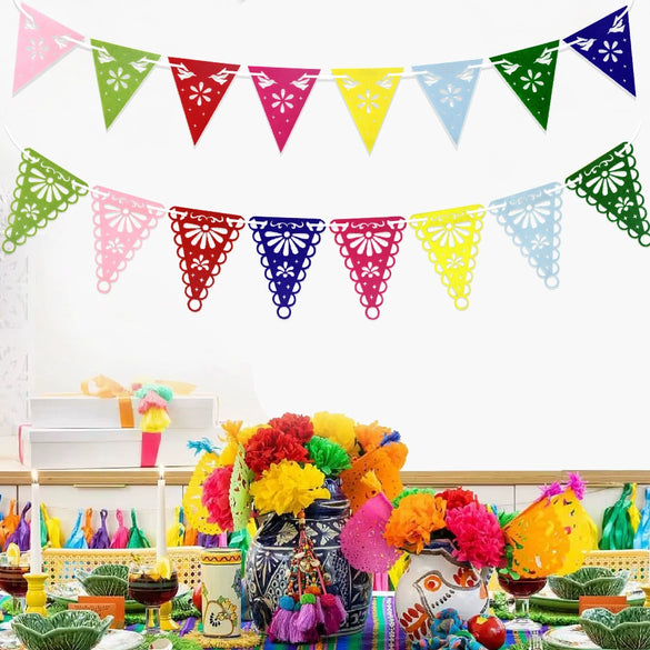 Wholesale Non Woven Hollow Triangle Party Decoration Flag Colorful