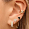 Wholesale Nonearhole Double Earrings Copper Plated With Real Gold Microinlaid Zircon Heart And Geometric Style For Women