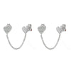 Wholesale Nonearhole Double Earrings Copper Plated With Real Gold Microinlaid Zircon Heart And Geometric Style For Women