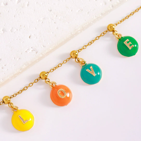 Wholesale Nonfading Electroplated Stainless Steel And Alloy Letter Love Pendant Necklace Sweet Girly Unisex Style