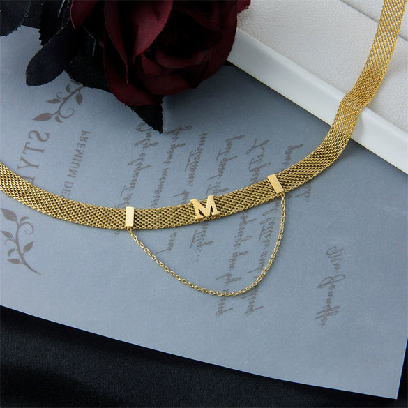 Wholesale Nonfading Electroplated Titanium Steel Jewelry 2Piece Set With Letters Numbers Text Pattern Simple Style Necklace Ring