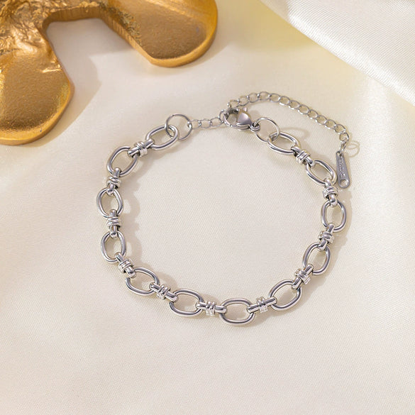 Wholesale Nonfading Fashion Women's Geometric Flower And Insect Pattern Electroplated Titanium Steel Bracelet