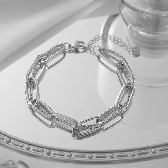 Wholesale Nonfading Fashion Women's Geometric Flower And Insect Pattern Electroplated Titanium Steel Bracelet