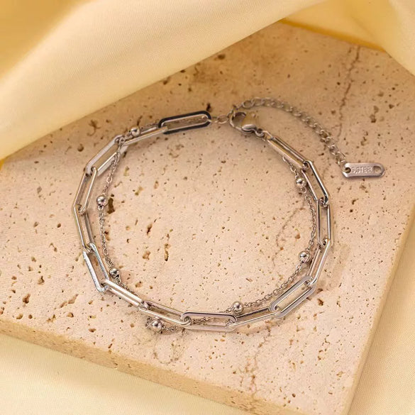 Wholesale Nonfading Fashion Women's Geometric Flower And Insect Pattern Electroplated Titanium Steel Bracelet