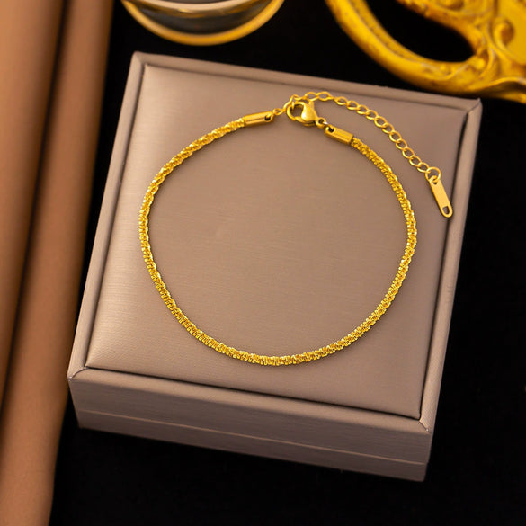 Wholesale Nonfading Fashion Women's Geometric Flower And Insect Pattern Electroplated Titanium Steel Bracelet