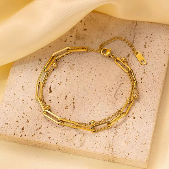 Wholesale Nonfading Fashion Women's Geometric Flower And Insect Pattern Electroplated Titanium Steel Bracelet