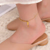 Wholesale Nonfading Square Titanium Steel Anklet For Women With Geometric Top Sign Pendant And Niche Design