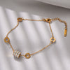 Wholesale Nonfading Titanium Steel Women's Bracelet With Diamond Fourleaf Clover Design And Electroplating Treatment