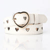 Wholesale Nonperforated Love Hollow Decorative Belt For Women Made Of Imitation Leather With Alloy Buckle