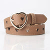 Wholesale Nonperforated Love Hollow Decorative Belt For Women Made Of Imitation Leather With Alloy Buckle