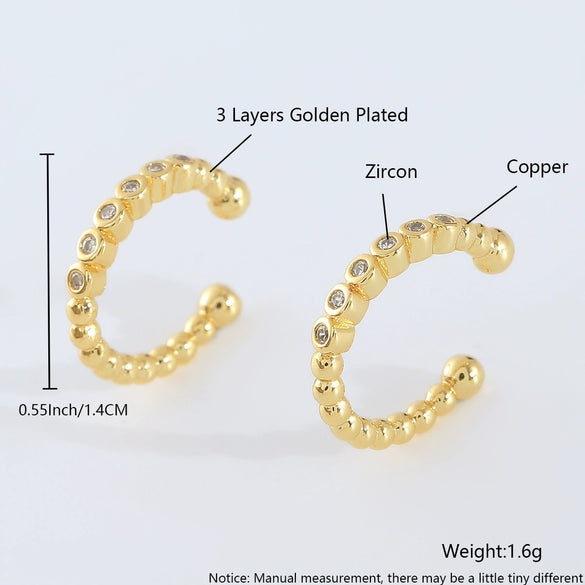 Wholesale Nonpierced Ear Bone Clip And Ear Clip Set Copper Geometric U Shape Electroplated Minimalist Style