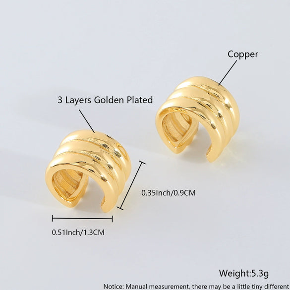 Wholesale Nonpierced Ear Bone Clip And Ear Clip Set Copper Geometric U Shape Electroplated Minimalist Style
