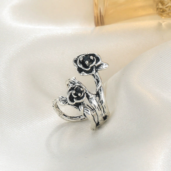Wholesale Nonpierced Ear Cuff Copper Dark Thorn Rose Flower Electroplated For Women