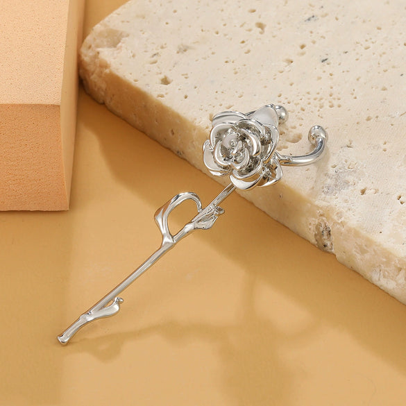 Wholesale Nonpierced Ear Cuff Copper Dark Thorn Rose Flower Electroplated For Women
