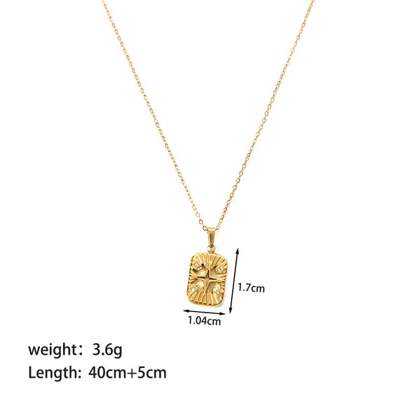 Wholesale Jewelry Nordic Style Vintage Style Devil'S Eye 201 Stainless Steel Natural Stone 18K Gold Plated Epoxy Plating Inlay Pendant Necklace