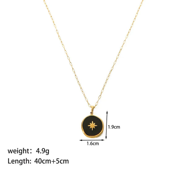 Wholesale Jewelry Nordic Style Vintage Style Devil'S Eye 201 Stainless Steel Natural Stone 18K Gold Plated Epoxy Plating Inlay Pendant Necklace