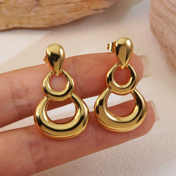 Wholesale Normcore Niche Highgloss Geometric Hoop Earrings For Women Stainless Steel