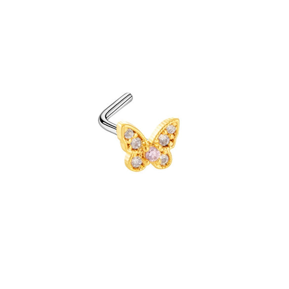 Wholesale Nose Nail Stainless Steel Heart Shape Diamond Style