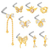 Wholesale Nose Nail Stainless Steel Heart Shape Diamond Style