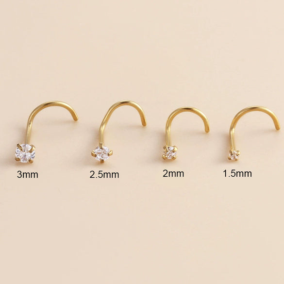 Wholesale Nose Piercing Jewelry Stainless Steel Vacuum Electroplated Gold Geometric Zircon For Women