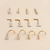 Wholesale Nose Piercing Jewelry Stainless Steel Vacuum Electroplated Gold Geometric Zircon For Women