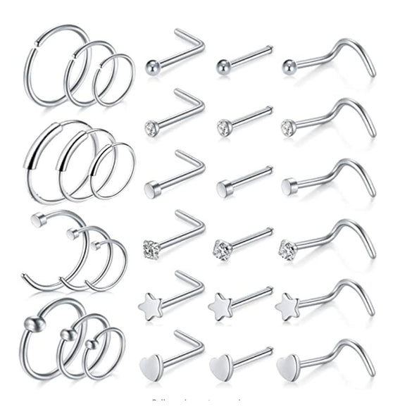 Wholesale Nose Ring And Earring Set Stainless Steel Geometric Style Electroplating Piercing Jewelry