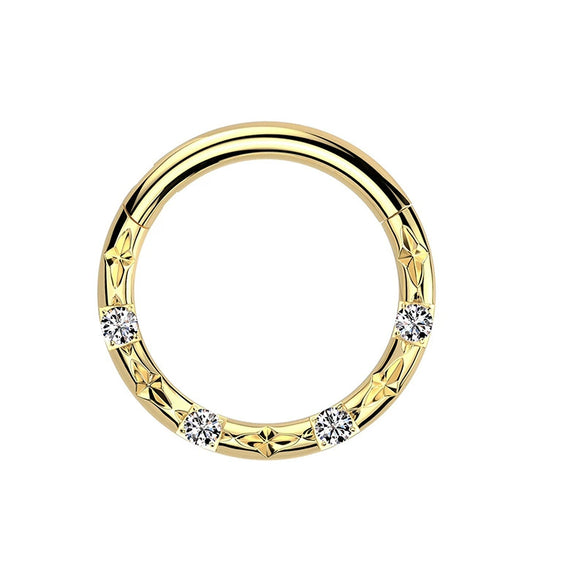 Wholesale Nose Ring G23 Titanium Geometric Style Set With Diamonds