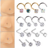 Wholesale Nose Ring Stainless Steel Zircon Clawshaped Fivestar Heart Sshaped Lshaped Straight Rod Electroplated