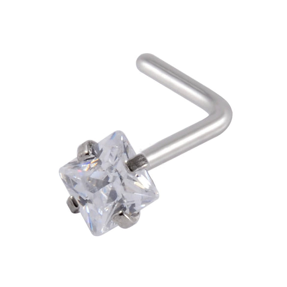 Wholesale Nose Ring Stainless Steel Zircon Clawshaped Fivestar Heart Sshaped Lshaped Straight Rod Electroplated