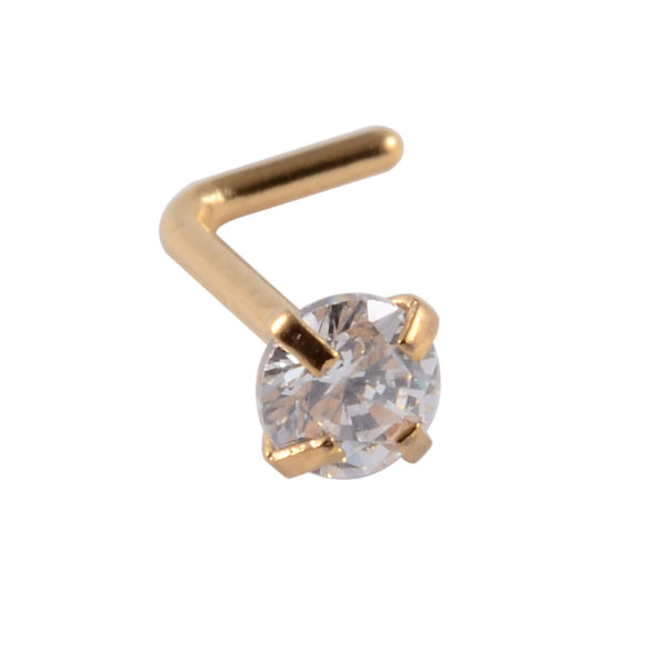 Wholesale Nose Ring Stainless Steel Zircon Clawshaped Fivestar Heart Sshaped Lshaped Straight Rod Electroplated